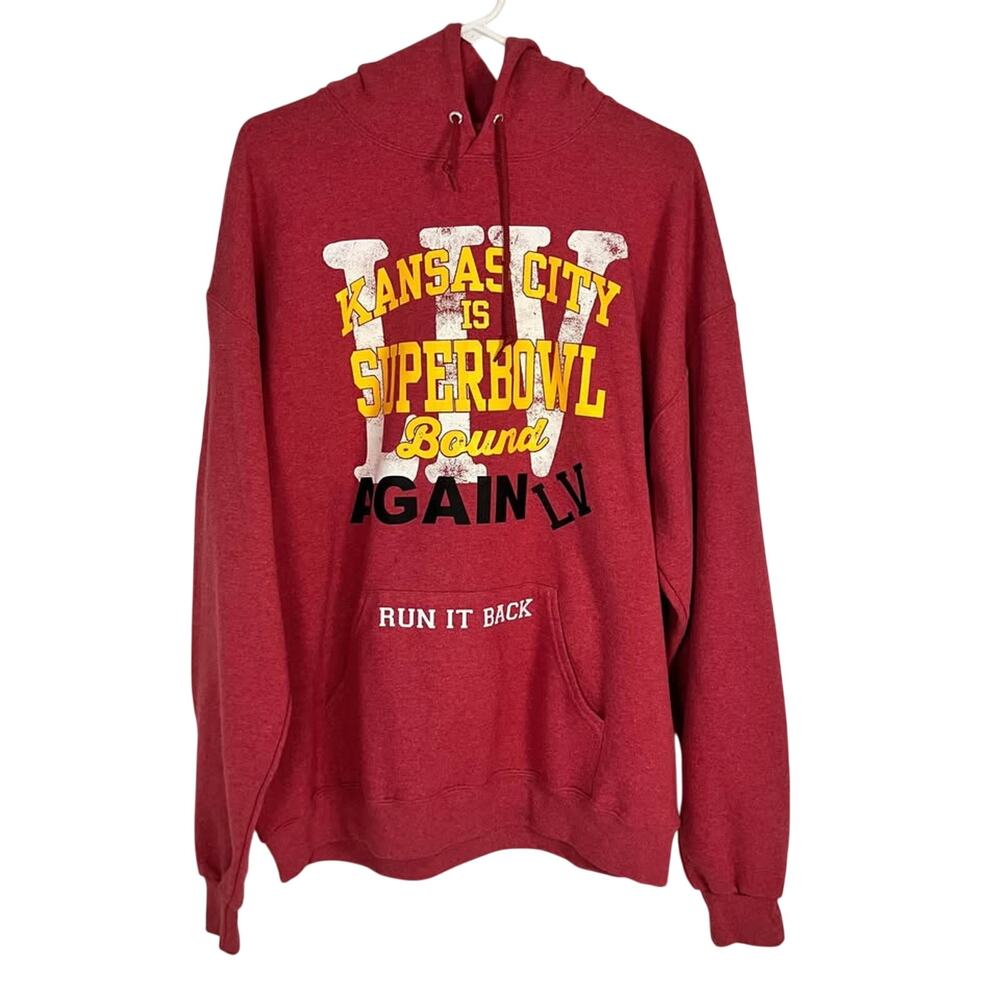 KC Chiefs Hoodie Super Bowl LV(55) Run it Back Hoodie Red Sweatshirt Size XL